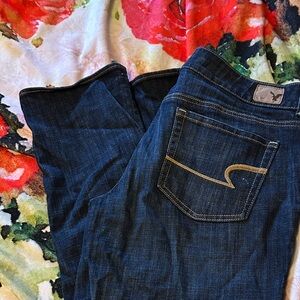 American Eagle Outfitters Dark Blue Artist crop Jeans